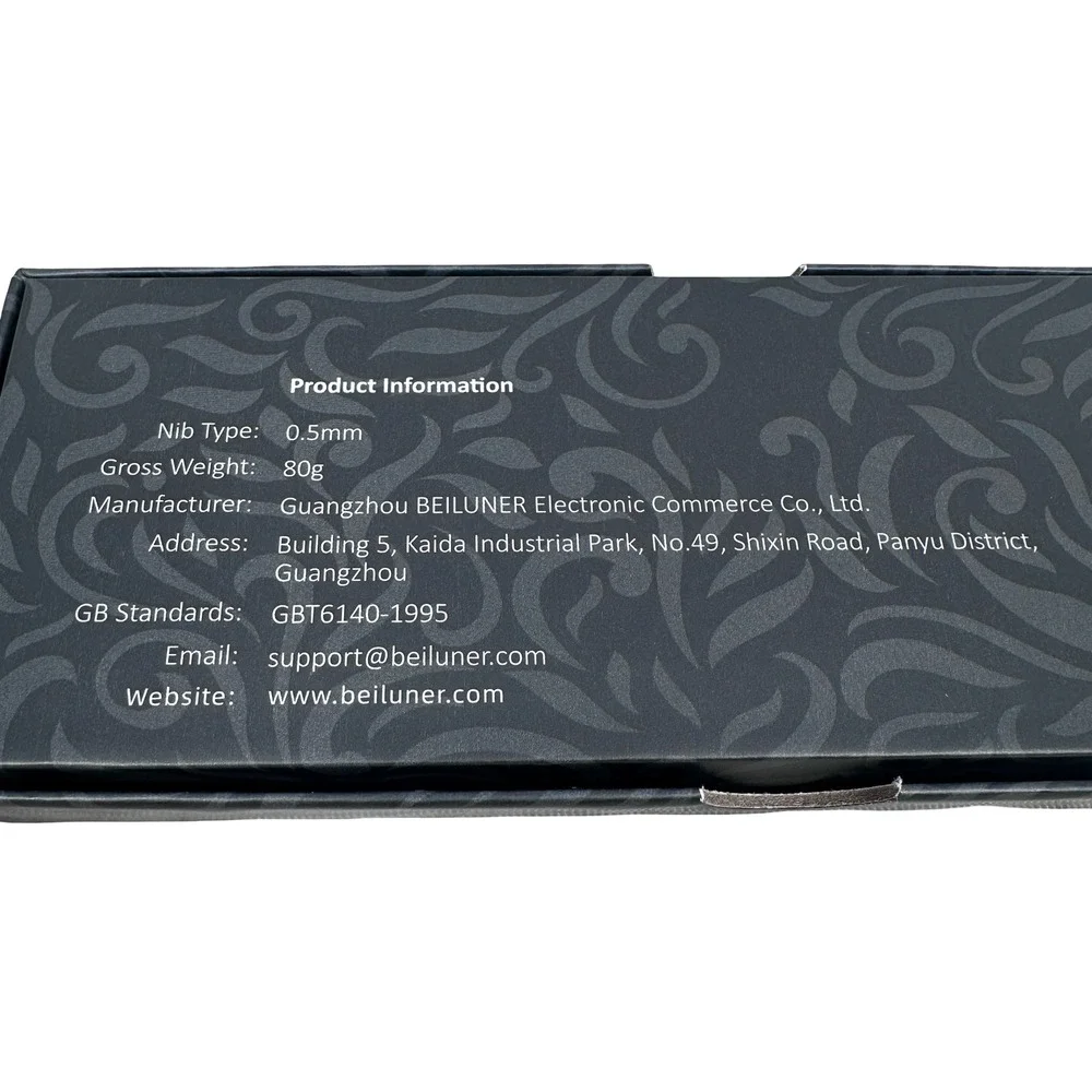 BEILUNER Gray and Gold 0.5mm Rollerball Pen Luxury Executive Writing Gift Box
